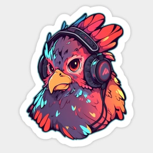 Chicken Headphones Sticker